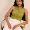 Pistachio Green Sleeveless Ruched Top