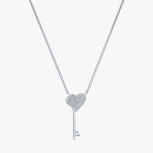 Heart Key Pave Diamond Necklace - 0.10 CT