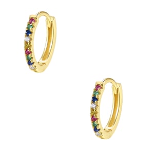 Multicolor Stone Huggie Earrings Sterling Silver Gold