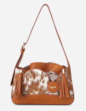 Bubble Muse Shoulder Bag - Natural Black and White Cowhide and Calfskin Leather