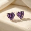 Amethyst Heart Sterling Silver Stud Gemstone Earrings
