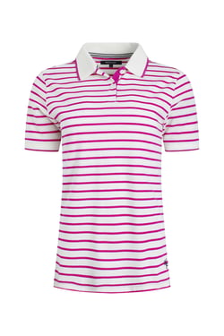 Weird Fish Janely Organic Cotton Striped Pique Polo Dark Raspberry Size 8