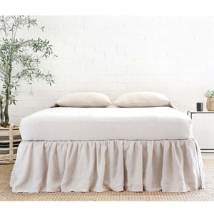 Gathered Flax Linen Twin Bed Skirt