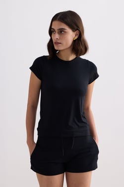 Essential Short Sleeve Tee Set in Black - Black / 3XL