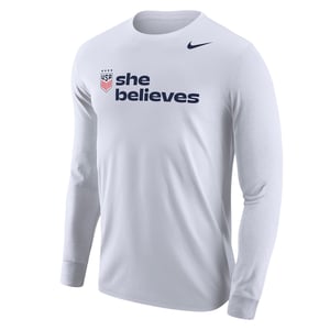 Men's Nike USWNT SheBelieves Stacked Core White Long Sleeve Tee / 2X