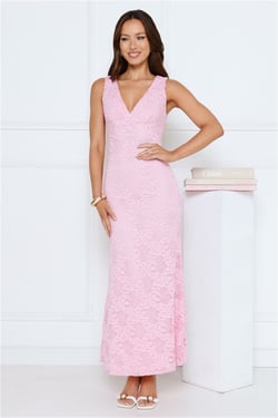 Lace Delights Maxi Dress Pink