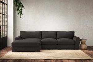 nkuku Guddu Left Hand Chaise Sofa | Make To Order | Medium | Brera Linen Espresso