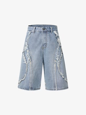 Thesupermade High Street Washed Distressed Denim Shorts - 2100 - Light Blue / 2XL