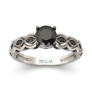 Jeulia Vintage Milgrain Round Cut Sterling Silver Ring