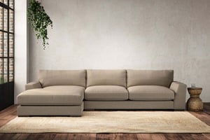 nkuku Guddu Large Left Hand Chaise Sofa | Make To Order | Brera Linen Pebble | No Colour