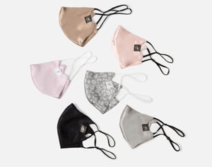 QE Home 100% Silk Reusable Face Mask Set With Nose Wire , Silver Leopard