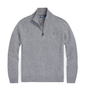 Polo Ralph Lauren Wool Quarter-Zip Sweater Fawn Heather Grey