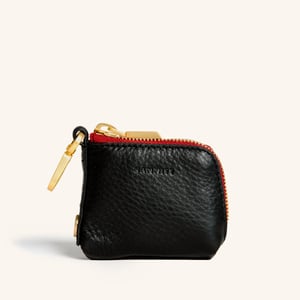 Hammitt Syd Pouch Black Brushed Gold Red Zip