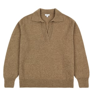Sunspel Womens Lambswool Polo Mink