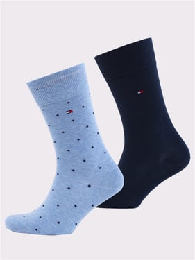 Tommy Jeans 2-Pack Polka Dot Socks - Light Blue Melange - 43/46