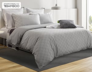 QE Home Marco Duvet Cover, Bamboo Cotton, Geometric, Grey, Super King