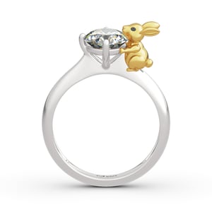 Jeulia Hug Me "Nature's Favor" Rabbit Round Cut Sterling Silver Ring