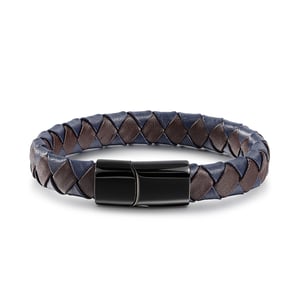 Jeulia Stainless Steel Leather Men's Bracelet