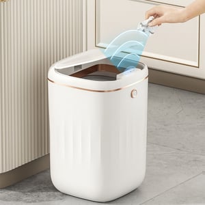 Automatic Touchless Motion Sensor Trash Can White Smart Garbage Can for Bathroom Kitchen