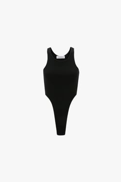 Victoria Beckham High Leg Bodysuit In Black - XL - Womens