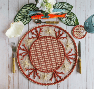 Coral Coastal Handwoven Iraca Placemat - Red