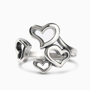 Jeulia "Lovely Hearts" Sterling Silver Open Ring