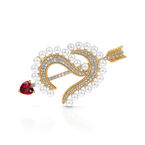 Jeulia Logo "Cupid's Arrow" Heart Shape Sterling Silver Brooch