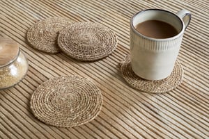 nkuku Keso Woven Coasters Set Of 4 | Kitchen & Dining Accessories | Brown