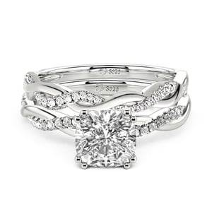 Jeulia Twist Cushion Cut Sterling Silver Ring Set