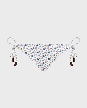 Vilebrequin - Women Side Tie Bikini Bottom Micro Ronde Des Tortues - Swimwear - Flore - White - Size L