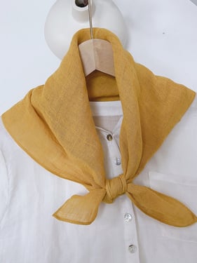 100% Linen Hand-Stitched Square Scarf - Tangerine / One Size