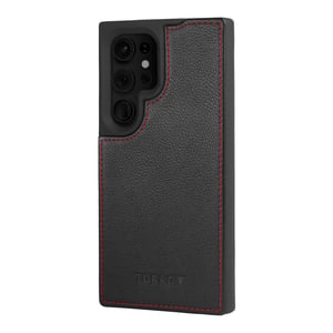 Galaxy S24 Ultra Leather Bumper Case - Black with Red Detail