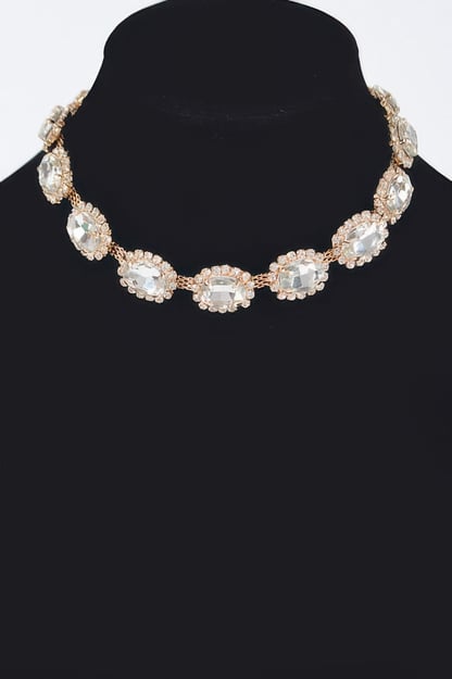 Rhinestone Oval Shape Necklace | Elegant BYMANYC ® New York Style