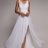 Goddiva Chiffon Cowl Twisted Rope Strap Lace-up Flared Maxi Dress - Ivory