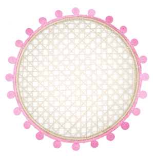 Pom-Edge Handwoven Iraca Placemat - Pink