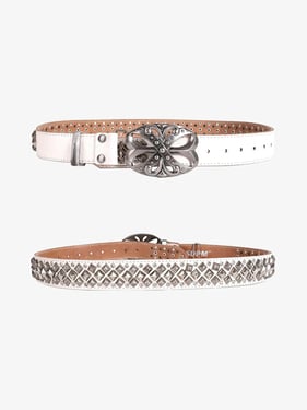 Thesupermade Retro Punk Rhinestone Belt - 2175 - White / ONE SIZE