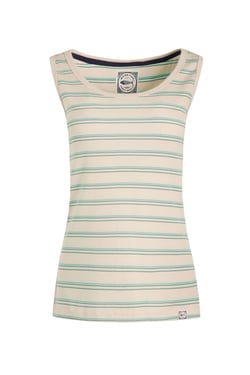 Weird Fish Luna Organic Cotton Ribbed Stripe Vest Mineral Blue Size 18