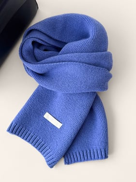 100% Wool Solid-Color Woven Scarf - Powder Blue / One Size