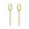 Dangle Bar Huggie Earrings Sterling Silver Gold