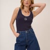 Navy Shell Embroidered Whipstitch Vest