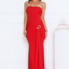 Luxe Rendezvous Strapless Maxi Dress Red