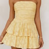 Desert Bloom Strapless Mini Dress Yellow