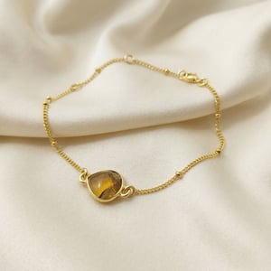 18ct Gold Vermeil Plated Adjustable Citrine November Birthstone Bracelet