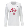 Women's Nike USWNT Script White Long Sleeve Tee / M