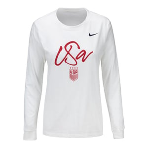 Women's Nike USWNT Script White Long Sleeve Tee / XL
