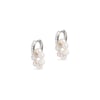 Diamond Huggies and Tiny Circle Pearl Charm Silver Earring Set