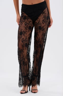 AKIRA Dressed To Impress Lace Flare Legging | Black | Size Small