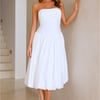 Adelaide Strapless Bubble Midi Dress White