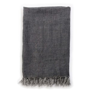 Montauk Linen Queen Blanket   Charcoal