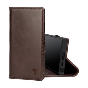 Galaxy S23 Ultra Leather Case (with stand function) - Dark Brown